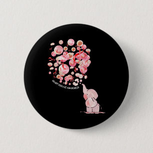 Olifant Blaast Rode Ballonnen Hartziekte Awa Ronde Button 5,7 Cm