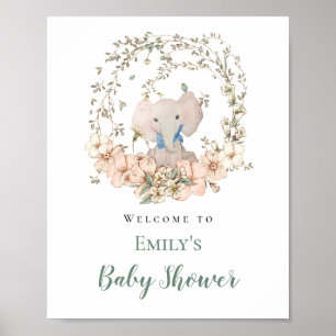 Olifant Blad Frame Welkom Jongen Baby Borrel Poster