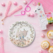 olifant bladeren wit jongen Baby shower Papieren Bordje (Feest)