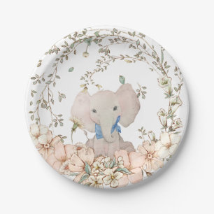 olifant bladeren wit jongen Baby shower Papieren Bordje
