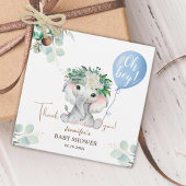 Olifant Blauw Ballon Groen Oh Boy Baby shower Bedankjes Labels