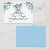 Olifant Blauw Bloemen Baby shower Luier Raffle Informatiekaartje (Voorkant / Achterkant)