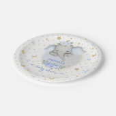 Olifant Blauw Bloemen Boho Baby Jongen Douche Papieren Bordje (Gekanteld)