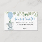 Olifant blauw groen jongen douche luier loterij informatiekaartje (Voorkant)