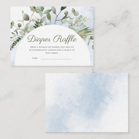 Olifant Blauw Jongen Groen Luier Raffle Informatiekaartje (Voorkant / Achterkant)