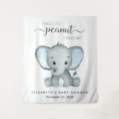 Olifant Blauw Waterverf Baby Jongen Douche Achterg Wandkleed (Voorkant)