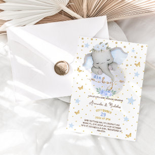 Olifant Blauwe Baby Shower Cute Kaart