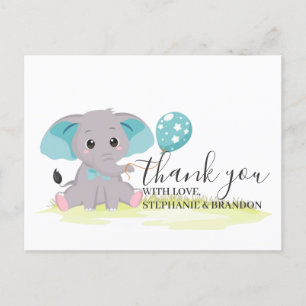 Olifant Blauwe Ballonnen Bedankkaart Briefkaart