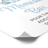 Olifant, Blauwe bloemen, Baby shower Momosa Bar Poster (Hoek)