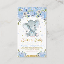 Olifant Blauwe Bloemige Baby Shower Breng een Boek