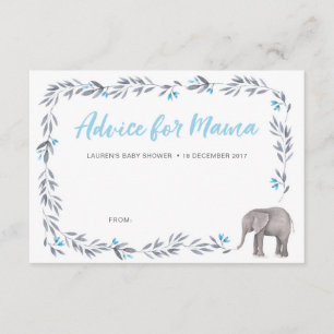 Olifant blauwe en grijze Baby Shower Advieskaarten Kaart