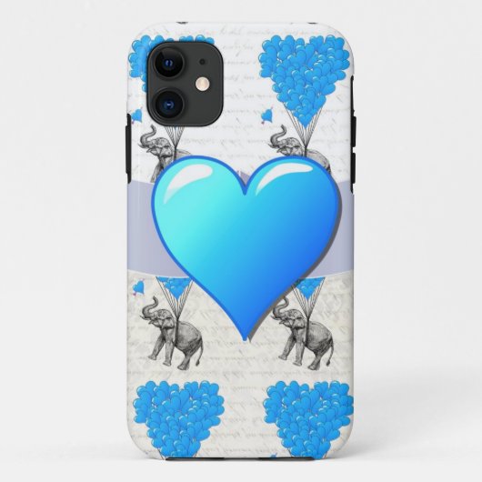Olifant & blauwe hartballonnen Case-Mate iPhone case (Achterkant)