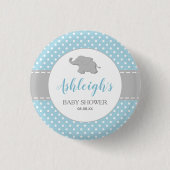 Olifant Blauwgrijze Stippen Jongens Babyfeestje Ronde Button 3,2 Cm (Voorkant)