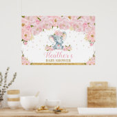 Olifant Bloem Baby Shower Achtergrond Banner Poster (Keuken)