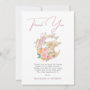 Olifant Bloem Maan Baby Shower Bedankkaart Kaart