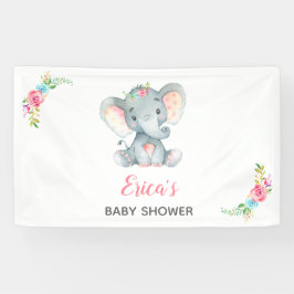 Olifant Bloemen Baby shower Achtergrond Banner (Me