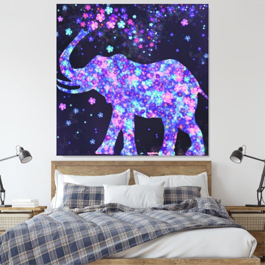 Olifant Bloemen Canvas Lente vreugde (Insitu (Slaapkamer))