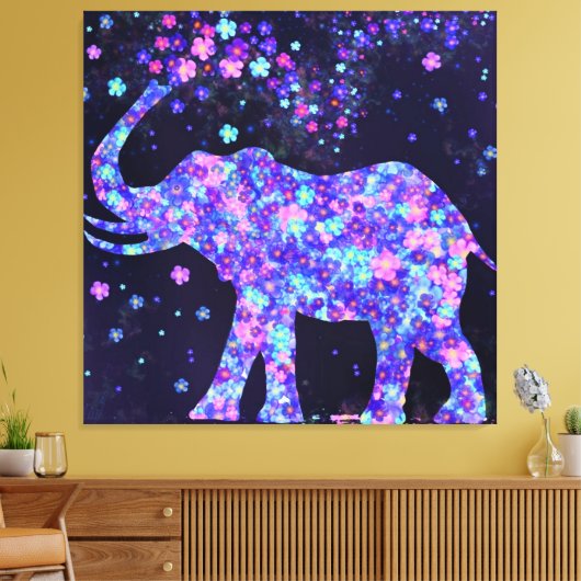 Olifant Bloemen Canvas Lente vreugde (Insitu (Woonkamer))