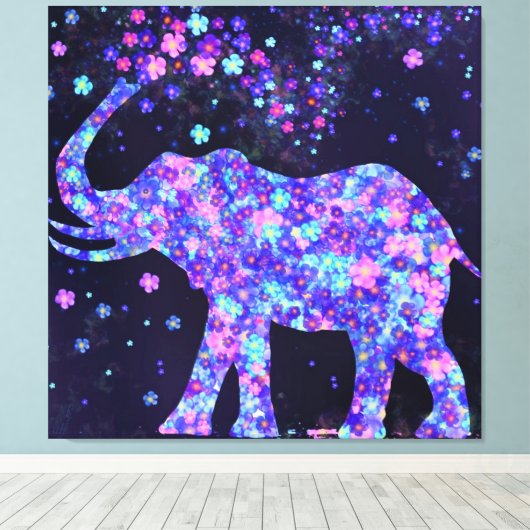 Olifant Bloemen Canvas Lente vreugde (Insitu (Houten vloer))