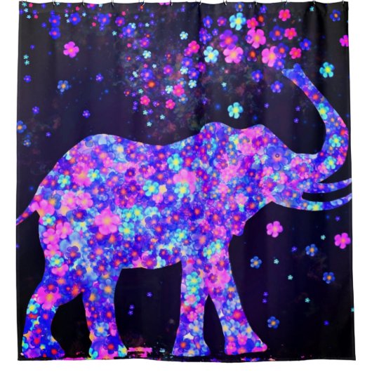 Olifant Bloemen Douchegordijn (Voorkant)