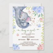 Olifant Bloemen Roze Blauw Geslacht Onthullen Uitn Kaart (Voorkant)