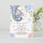 Olifant Bloemen Roze Blauw Geslacht Onthullen Uitn Kaart (Staand voorkant)