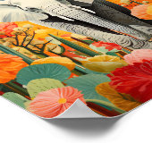 Olifant Bloemen Woestijn Berg Kleurrijk Poster (Hoek)