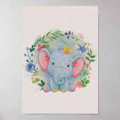 Olifant Bloemenkinderkamer Poster Afdruk Kinderkam (Voorkant)