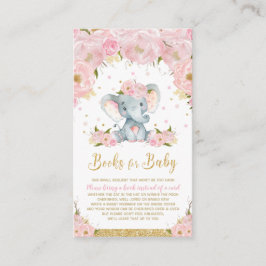 Olifant Bloemige Baby Shower Breng een Boek Informatiekaartje