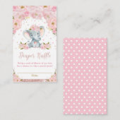 Olifant Bloemige Baby Shower Luier Raffle Kaarten (Voorkant / Achterkant)