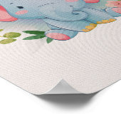 Olifant Bloemige Nursery Poster Print Kinderkamer (Hoek)