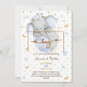 Olifant Blue Baby Jongensdouche Schattige Kaart (Voorkant)