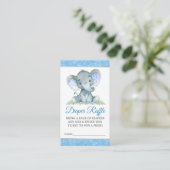 Olifant Blue Glitter Luier Raffle Baby shower Informatiekaartje (Staand voorkant)