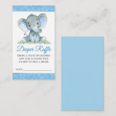 Olifant Blue Glitter Luier Raffle Baby shower Informatiekaartje (Voorkant / Achterkant)