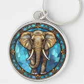 Olifant Blue Mozaïek Glas in lood Sleutelhanger (Voorkant)