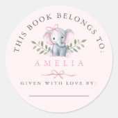 Olifant Blush Roze Baby Boekplaat Sticker (Voorkant)
