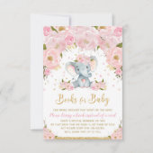 Olifant Blush Roze Bloemen Boeken voor Baby Kaart (Voorkant)