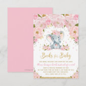 Olifant Blush Roze Bloemen Boeken voor Baby Kaart (Voorkant / Achterkant)