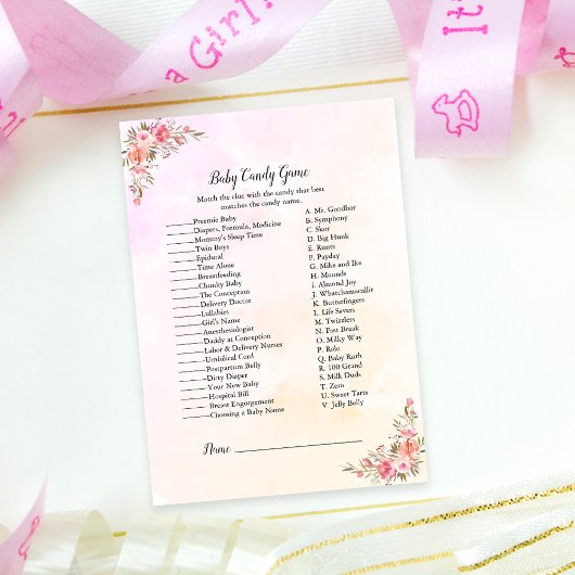 Olifant Boho Chic Baby Shower Snoepspel Kaart