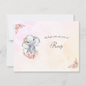 Olifant Boho Chic Koraal Baby shower RSVP (Voorkant)