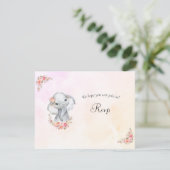 Olifant Boho Chic Koraal Baby shower RSVP (Staand voorkant)