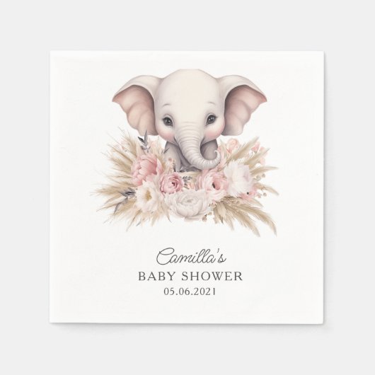 Olifant Boho Meisje Baby shower Servet (Voorkant)