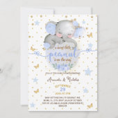 Olifant Botanische Pastel Blauw Baby Jongen Douche Kaart (Voorkant)