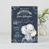 Olifant Boy Waterverf Bloemen Navy Blauw Baby Kaart (Staand voorkant)