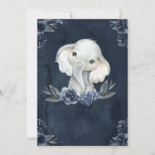 Olifant Boy Waterverf Bloemen Navy Blauw Baby Kaart (Achterkant)