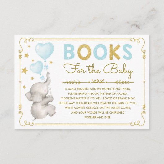 Olifant Breng Een Boek Kaart Blauw Goud Twinkle St (Voorkant)