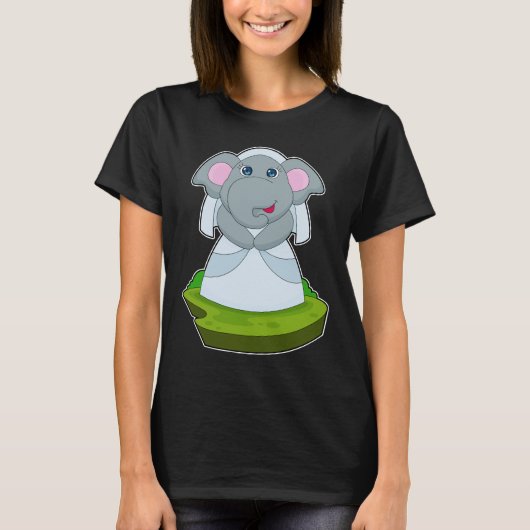 Olifant Bruids Sluier Trouwdag T-shirt (Voorkant)