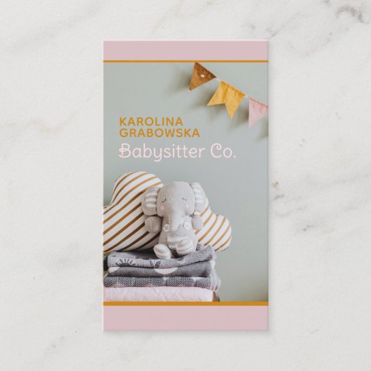 Olifant, Bunting Flag Babysitter Visitekaartje (Voorkant)