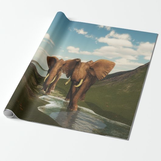 Olifant Cadeaupapier (Uitgerold)