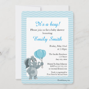 Olifant cartoon babyshowersuitnodigingen kaart